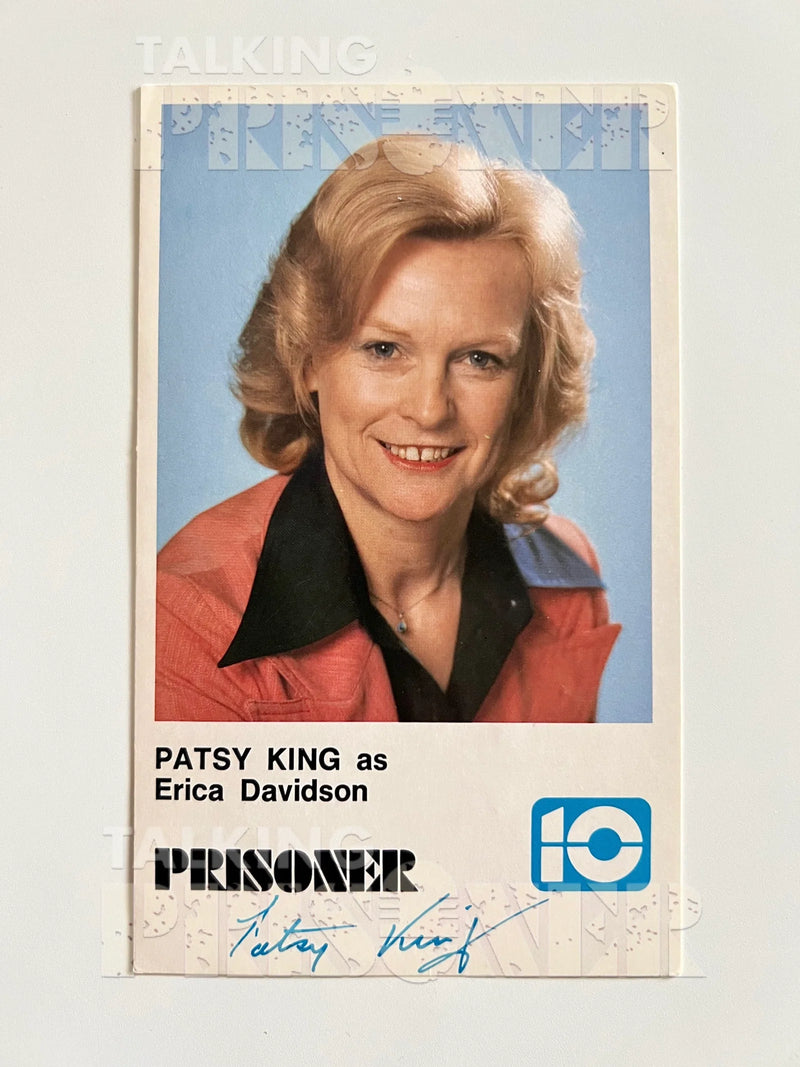 Card featuring Patsy King as Erica Davidson from the TV show 'Prisoner'.