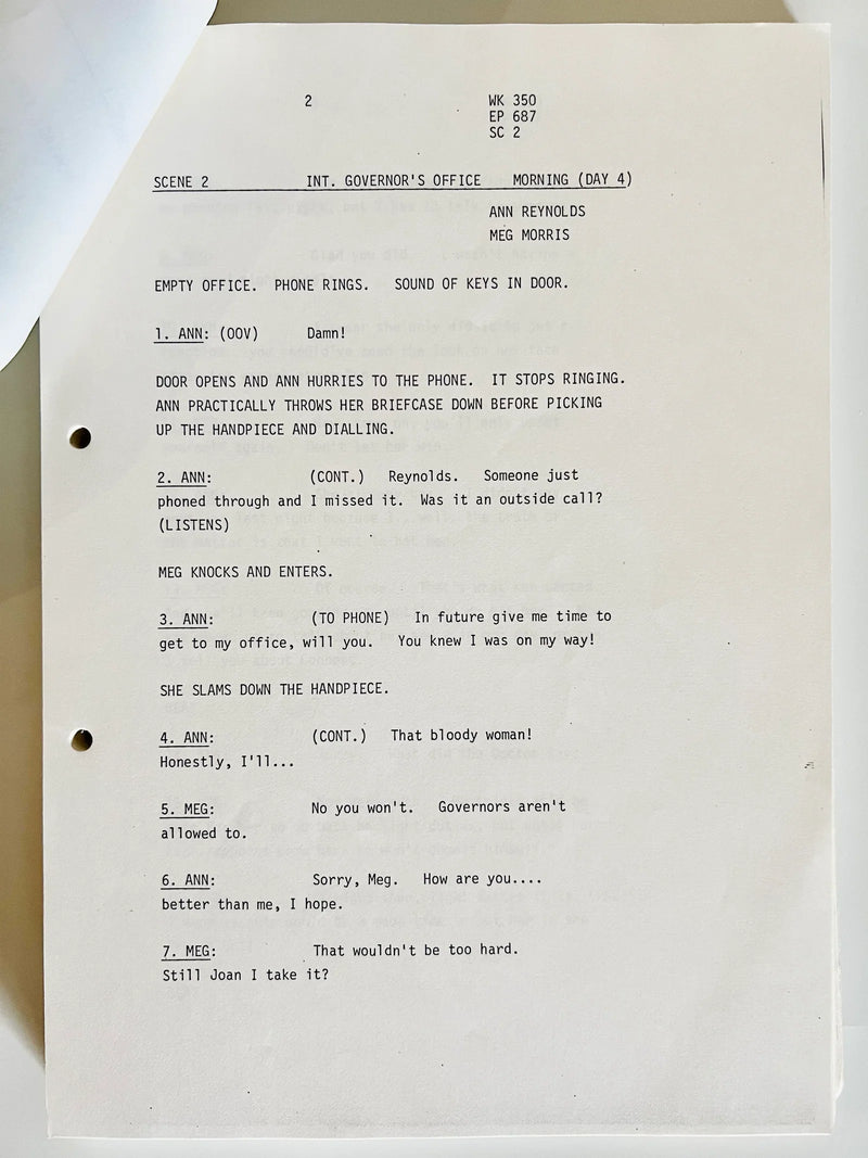 Script on a piece of paper with text and formatting